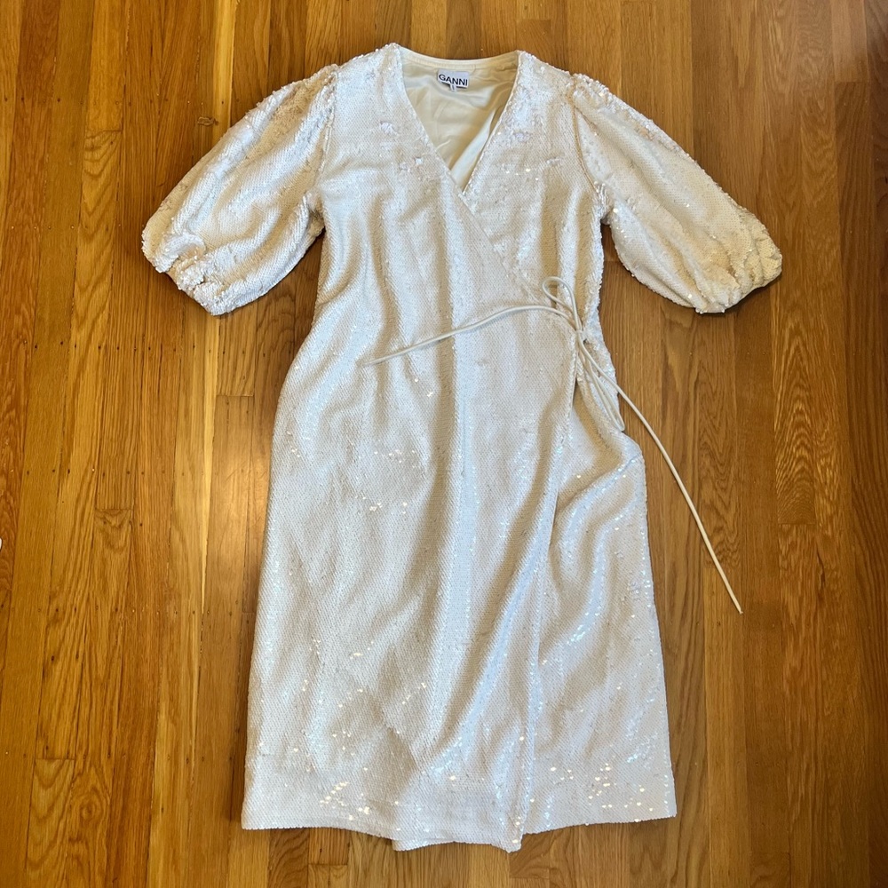 Ganni Sequined Wrap Midi Dress size 36
